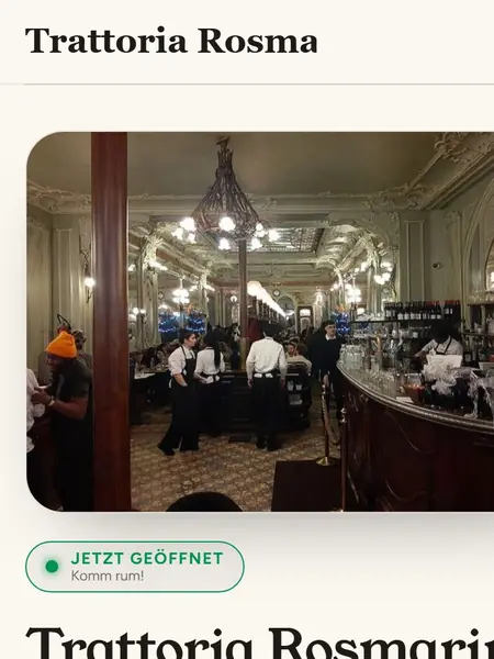 Start der Restaurant-Demoseite mit Namen und Foto des Gastraums